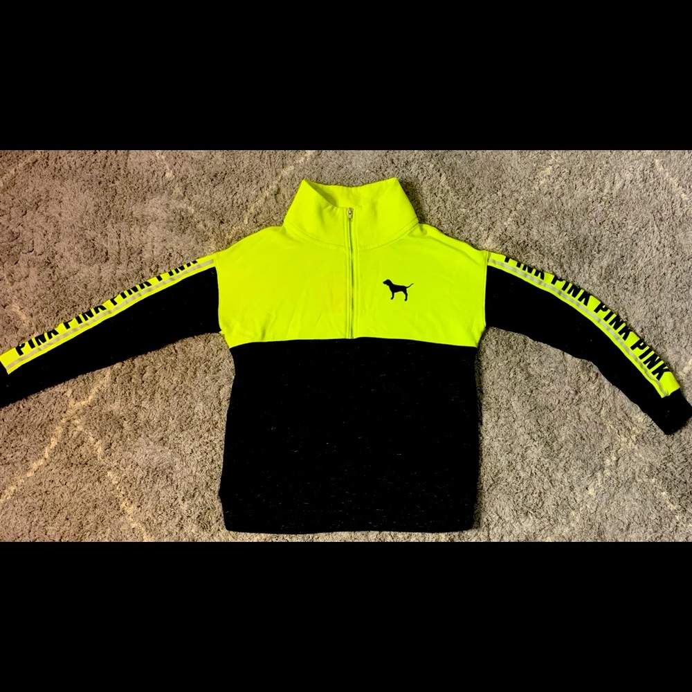 Pink crewneck sweatshirt lime green/black
